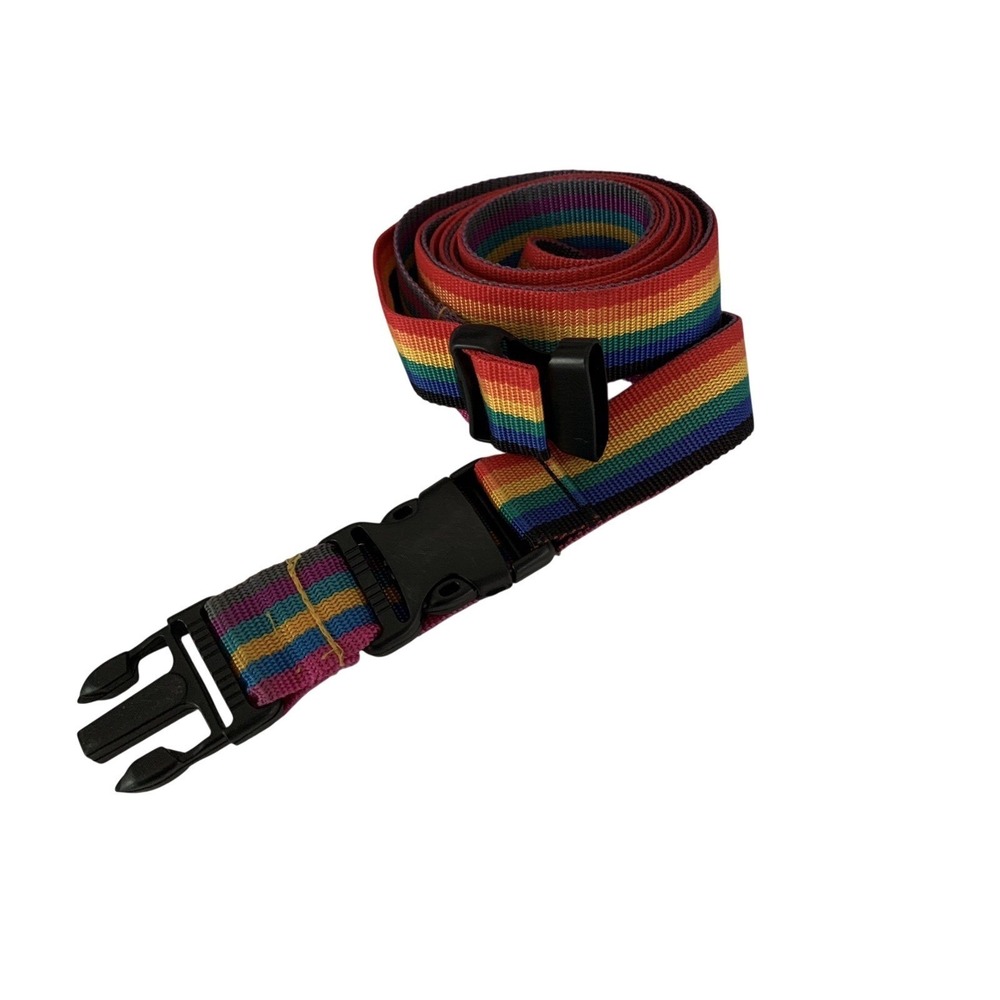 Rainbow Luggage Straps Set of 2 OS Adjustable Buckle Travel LGBTQ+ Belts 76"